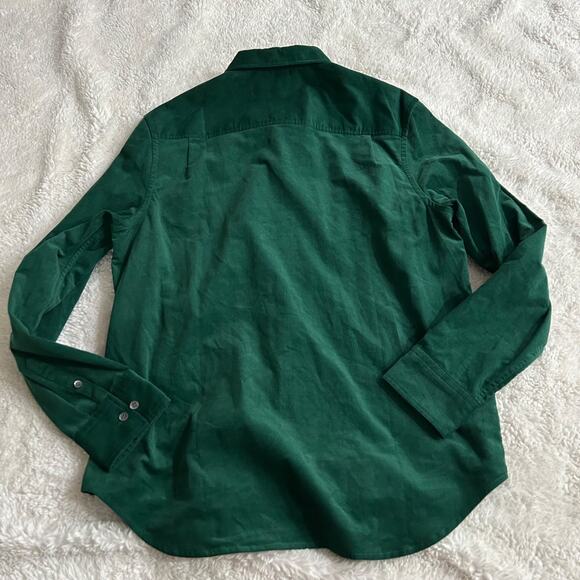 COS NWT Corduroy Button Shirt Mens Size Large in Dark Green Long Sleeve - Picture 3 of 8